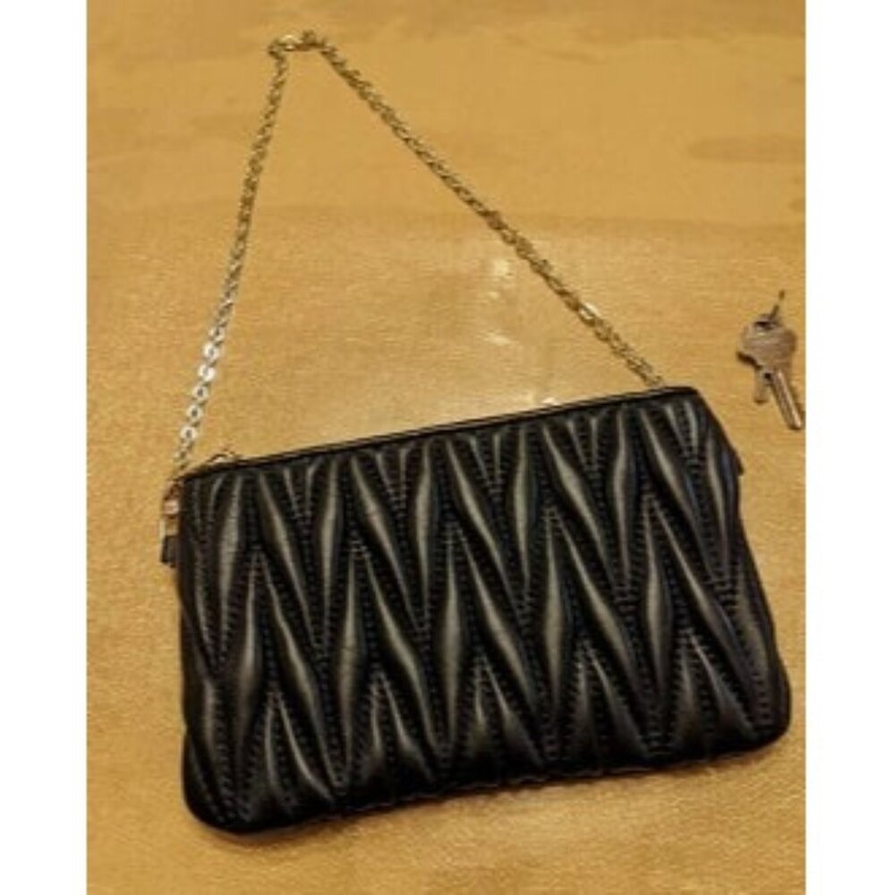 New Women's Genuine Italian Leather Wristlet Clutch Wallet Purse, Gold Zipper